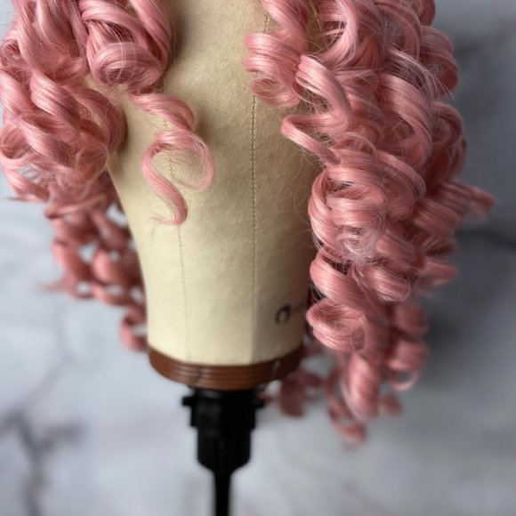Pink Curly Hair Wig - Picture 4 of 7